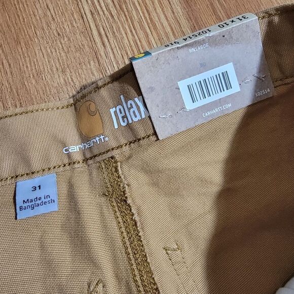 Carhartt Rugged Flex Rigby Work Shorts Relaxed Fit 31 X 10 Hickory Kakhi Cotton - Picture 7 of 13